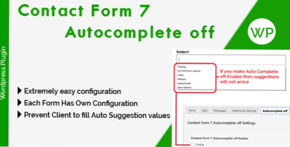 Come disabilitare il completamento automatico per gli input nel modulo di contatto 7? [Chiuso]