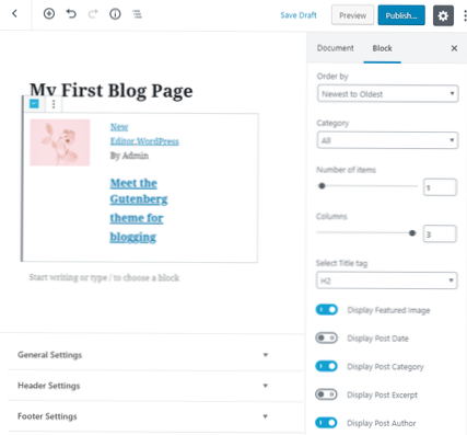 How to display only the excerpt in the blog/posts page with Gutenberg?