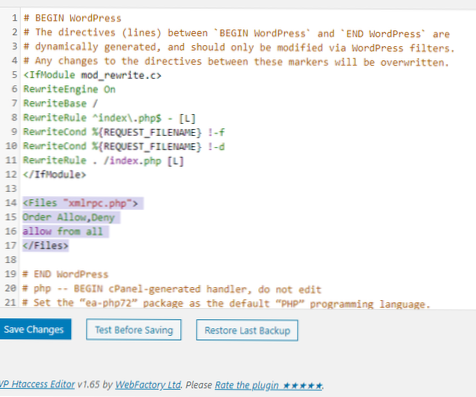 Sådan aktiveres xmlrpc i WordPress 5?