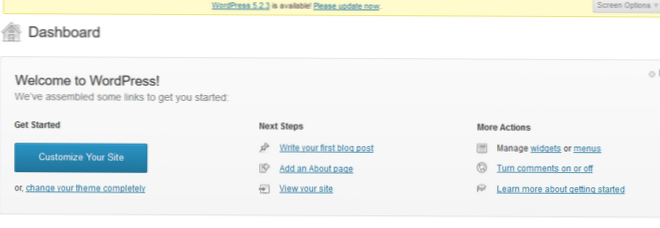 Comment forcer une mise à jour du noyau WordPress vers une version mineure plus récente, à l'aide du tableau de bord?