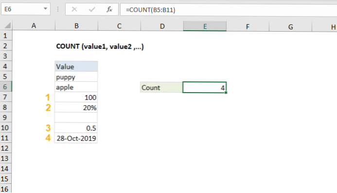 How to get the count