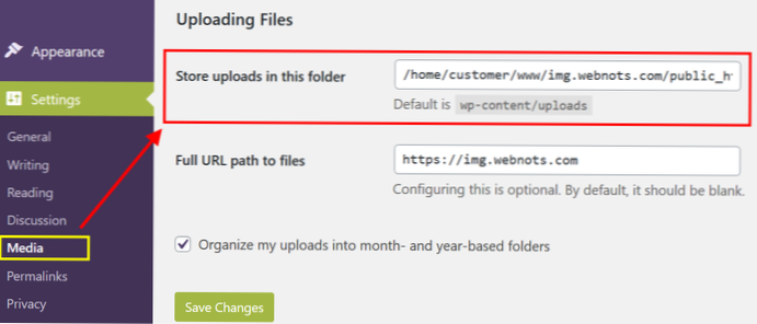 How to move UPLOADS folder in sub-domain which hosted in another server