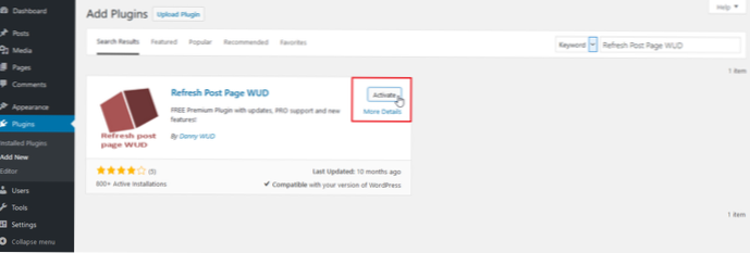 How to reload a post page editor after published?