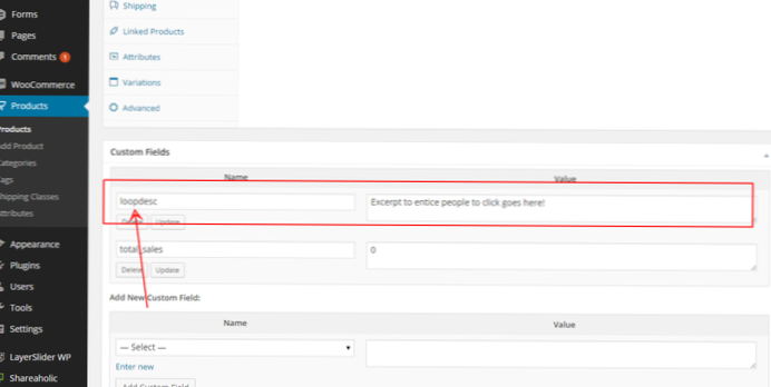 So zeigen Sie den Wert des benutzerdefinierten Felds auf der Woocommerce-Shop-Seite an