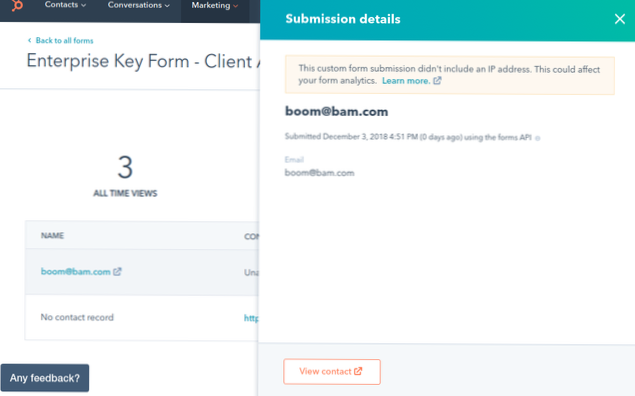 Come inviare dati di moduli personalizzati utilizzando ajax al modulo HubSpotpot?