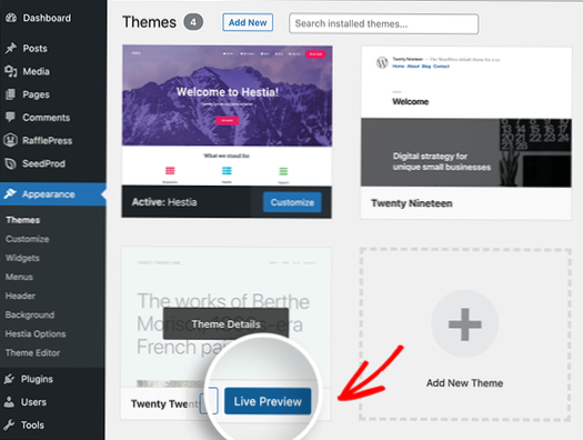 How to test another theme in a live WordPress website instead of live preview?