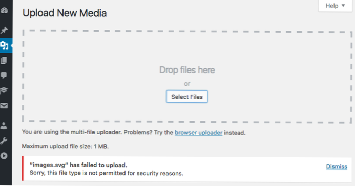 Cómo cargar SVG en WordPress 4.9.8?