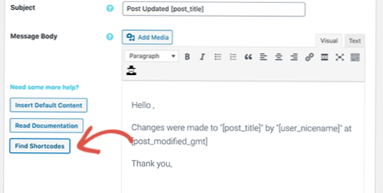 Inhalt nach Wordpress einschließen - E-Mail-Benachrichtigung