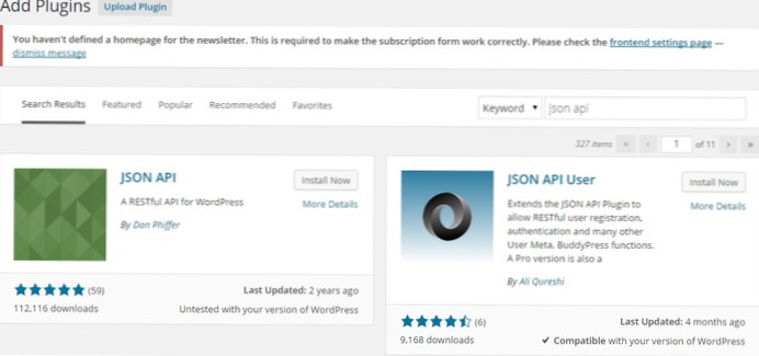 Insérer la sortie JSON dans la base de données Wordpress