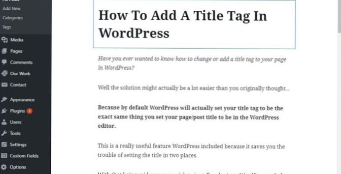 Er <title> tag standard i WordPress?