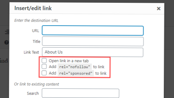 Link către o pagină nouă într-un plugin