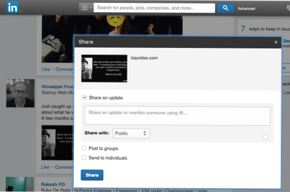 Tlačítko Sdílet sdílení na LinkedIn