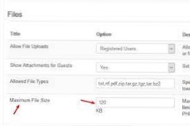 La taille maximale du fichier ne se met pas à jour