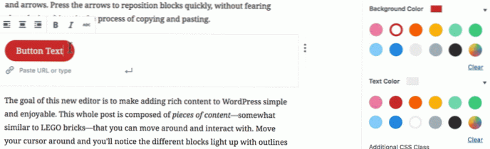 Modifica del blocco pulsanti di Gutenberg