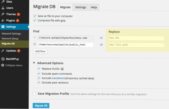 Přesunutí více stránek wordpressu do nové domény