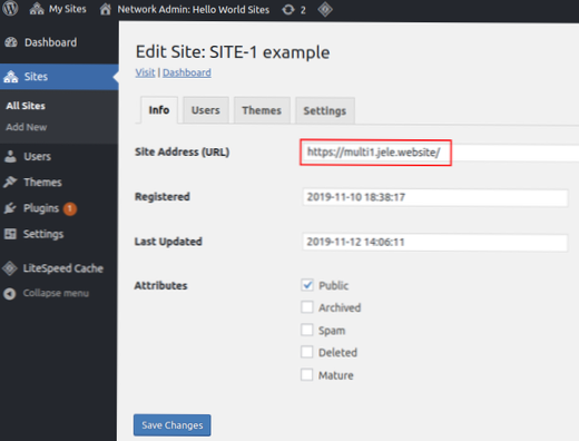 Multisite network on new domain