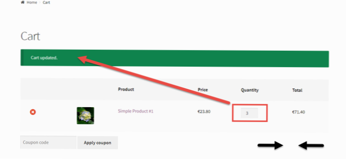 È necessario aggiornare la pagina per aggiornare il carrello di Woocommerce