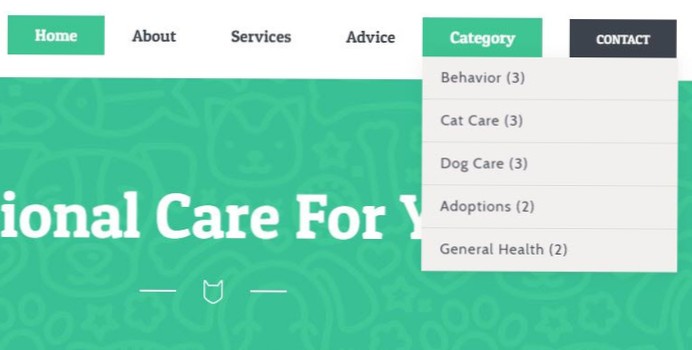 Post category with counts been display like a menu