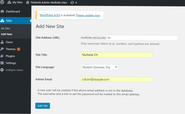 Opsæt et multisite til et kørende websted