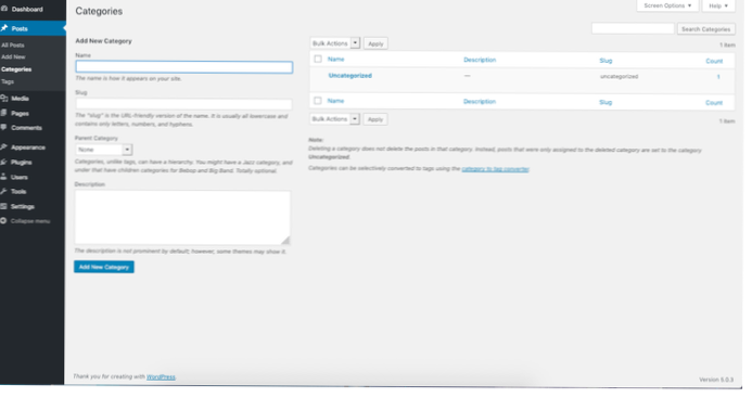 afficher toutes les catégories WordPress dans une page