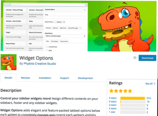 Vis specifik sidefod-widget til bestemte sider