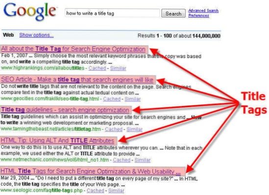 Title tag come up differently on search results