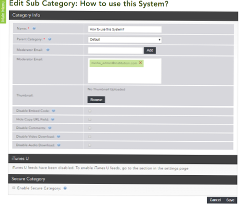 Faça upload de mídia (imagem) e defina a categoria