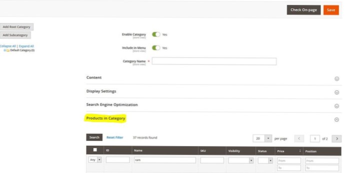 Bruke kategori og dets underkategorier produktattributter som filter på produktsider