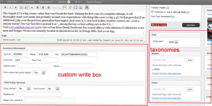 Použití meta boxů jako názvu vlastního typu příspěvku
