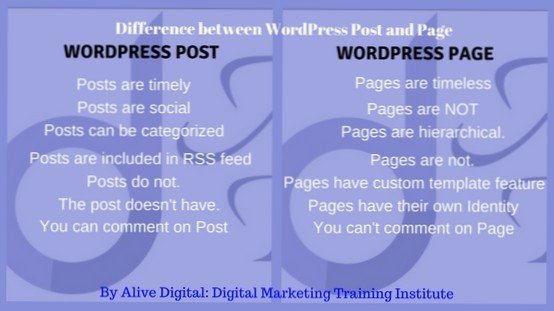 Care este diferența dintre „postare” și „pagină” în WordPress?