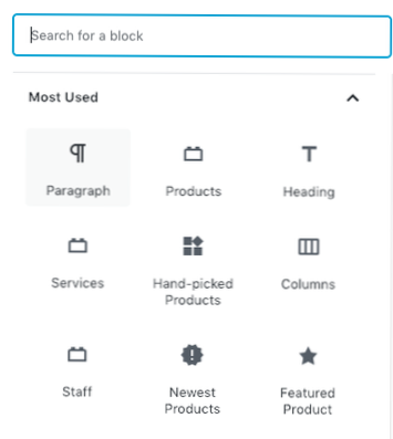 Wo finde ich die Gutenberg-Blocksymbole?