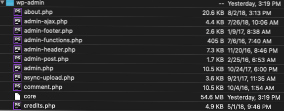 Hvem oppdaterer wp-admin / kjernefilen?