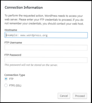 Perché la mia pagina del plugin WordPress richiede le mie credenziali di accesso FTP??