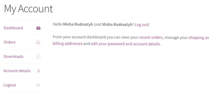Woocommerce remove menu item on myaccount dashboard