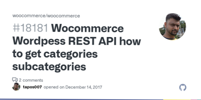 Problema con le categorie di API di riposo di Woocommerce