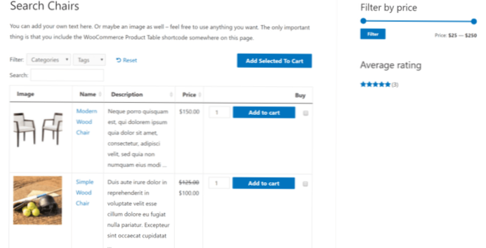 WooCommerce template page for category