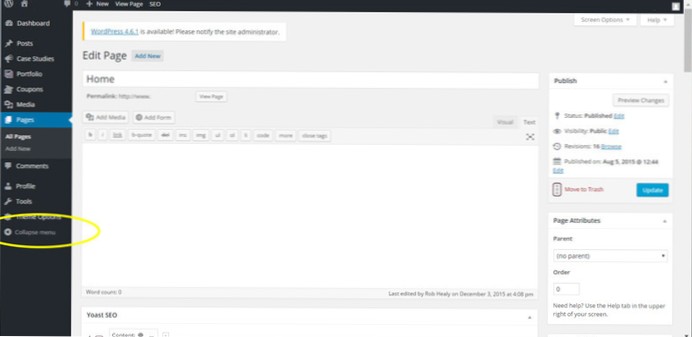 Tlačítko vzhledu WordPress