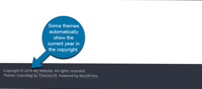 dynamique de copyright wordpress