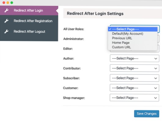 Wordpress logger ikke bruger og omdirigerer efter brugerdefineret registrering