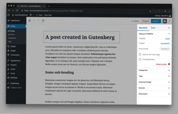 Ajouter à la barre latérale de Gutenberg