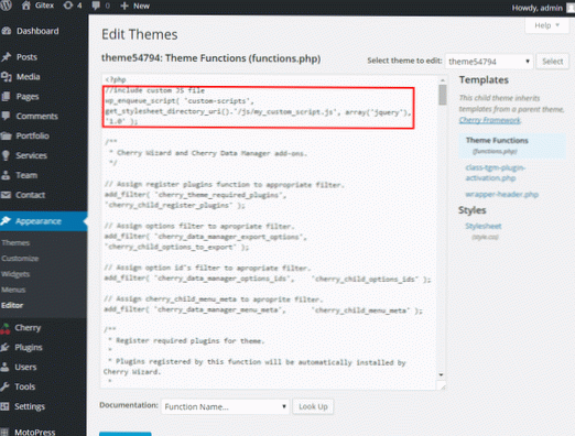 Javascript zum Child-Theme hinzufügen