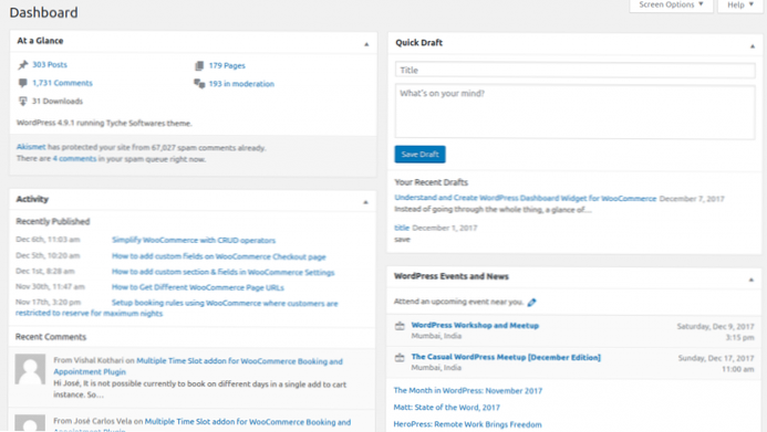 Tilføjelse af widgets til min pluginside i stedet for WordPress-dashboard