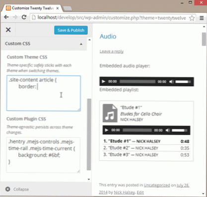 Kann ich den Transport eines Steuerelements im Customizer abhängig von der Vorschauseite ändern??
