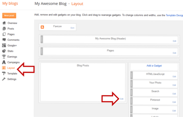 De sjabloon van mijn blogberichten wijzigen