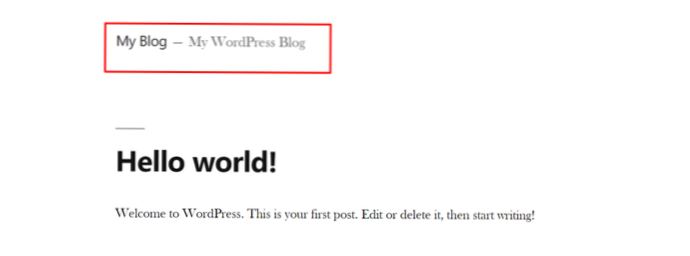 changer le titre et le slogan de l'URL