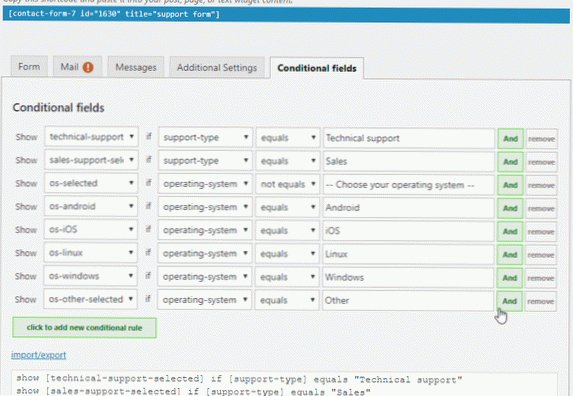 Modulo di contatto 7 nascondi e mostra i campi a seconda della condizione [chiuso]