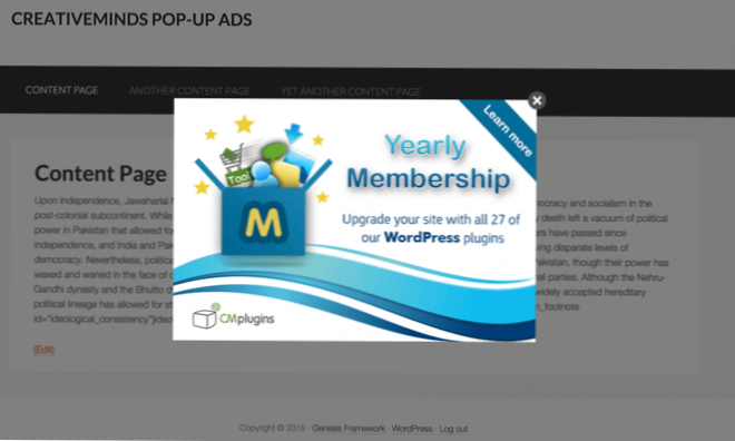 Creating a plugin to show a pop-up banner on every page
