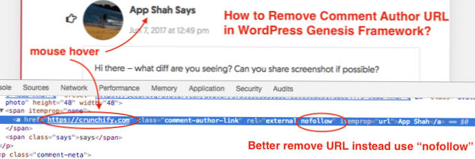 Disabilita il nome dell'autore del commento di Wordpress