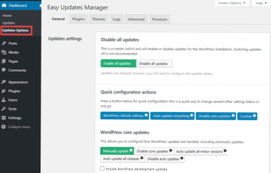UITSCHAKELEN wordpress upgrade pagina