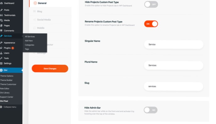 Divi schimbă proiectul în funcție de categorie